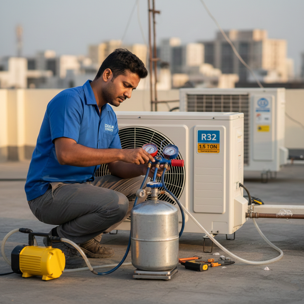 • AC gas filling for low cooling and weak airflow problems • Gas leakage detection before refilling to avoid repeat issues • Correct pressure gas filling for strong and efficient cooling • Gas topping and full gas refilling with proper testing • Suitable for split AC, window AC, and inverter AC • Helps reduce power consumption and compressor load • Best solution for AC not cooling properly • Safe and reliable service by experienced technicians